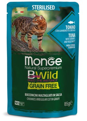 Cat Bwild Grain Free Sterilised Tuna with Shrimps, 85gr 218067953481 фото