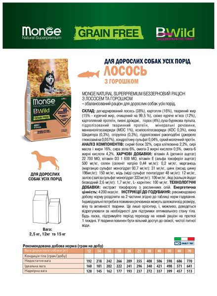 Monge Dog BWild Grain Free Salmon - 15 кг 914025982921 фото