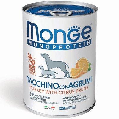 MONGE DOG FRUIT MONOPROTEIN індичка з цитрусовими, 400g 155259729101 фото